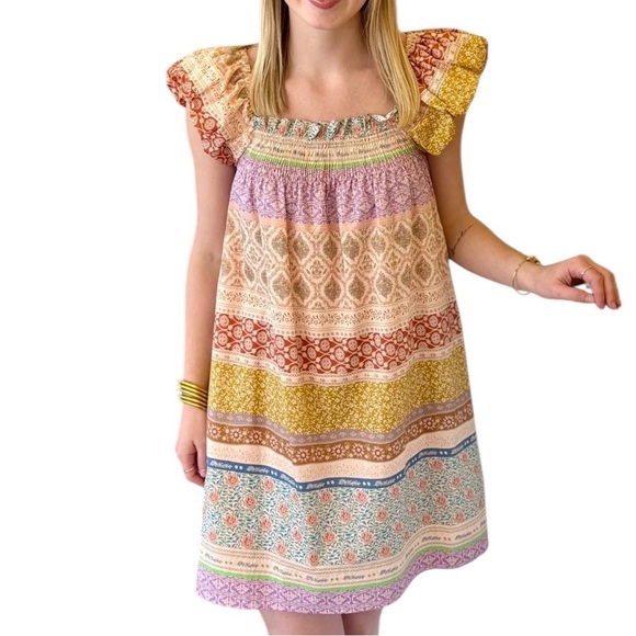 AUREUM Cottagecore Prarie Boho Floral Paisley Dress Size L Pockets Multicolor - Picture 3 of 11